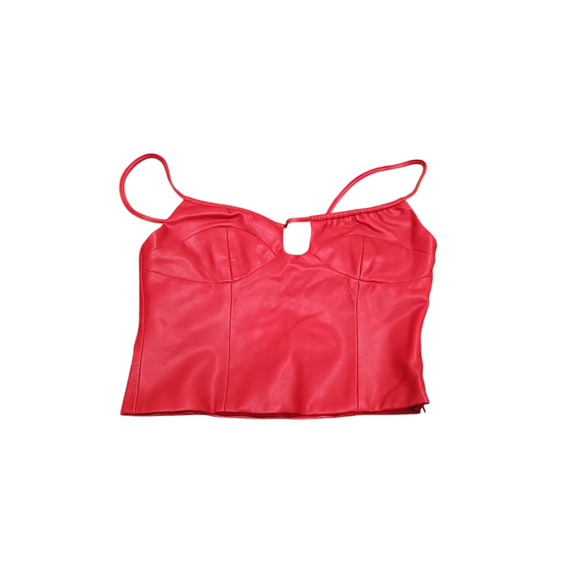 WAYF Giselle Faux Leather Crop Camisole in Red Sz XS - Picture 5 of 11